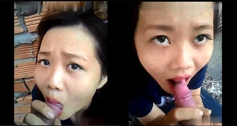 Bạn gái bú cặc ở vườn sau nhà